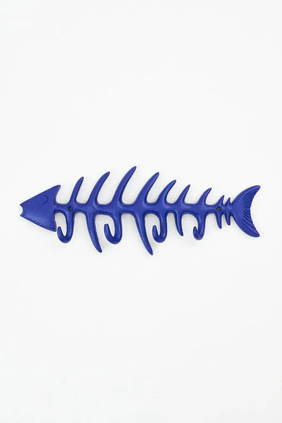 Batela Perchero de Metal con Espinas de Pez en Azul