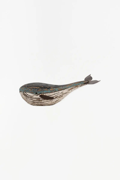 Batela Ballena de madera y metal decorativa vintage