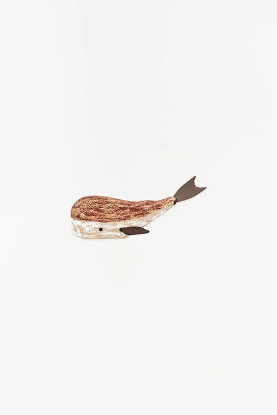 Batela Ballena decorativa madera metal pequeña