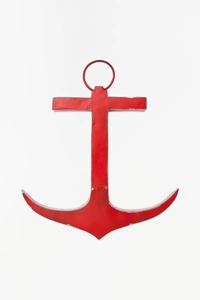 Batela Ancla grande de metal reciclado rojo - D6734 - Batela
