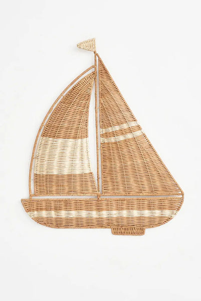 Batela Elegante Velero de Ratán para Pared - Decora tu Hogar con Estilo