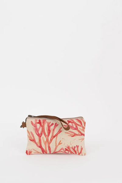 Batela Bolso Pequeño de Algodón y Cuero con Diseño de Alga