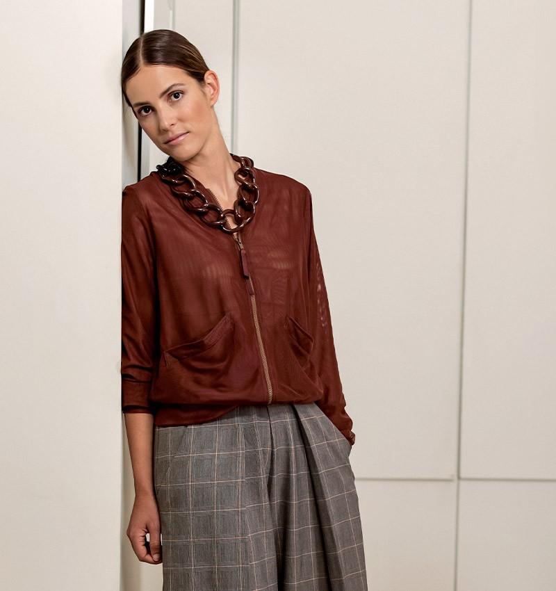 Chie mihara CARDIGAN CHEVI MARRON Ofertas especiales