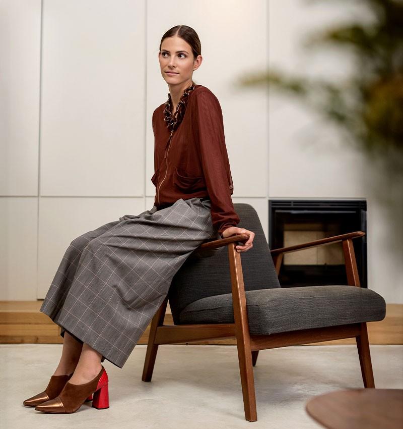 Chie mihara CARDIGAN CHEVI MARRON Ofertas especiales