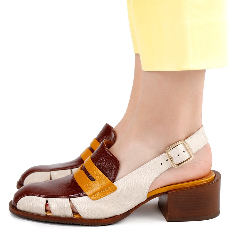 Chie mihara SENDAL WHITE AND BROWN Ahorra y exporta