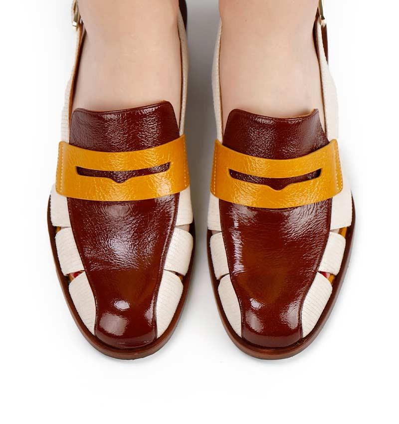 Chie mihara SENDAL WHITE AND BROWN Ahorra y exporta