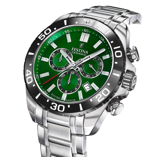Festina RELOJ FESTINA SWISS MADE CHRONO SWISS MADE F20042/3 VERDE CORREA DE ACERO INOXIDABLE 316L HOMBRE Ofertas de temporada