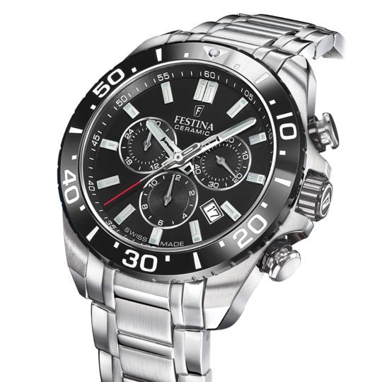 Festina RELOJ FESTINA SWISS MADE CHRONO SWISS MADE F20042/4 NEGRO CORREA DE ACERO INOXIDABLE 316L HOMBRE Ofertas especiales