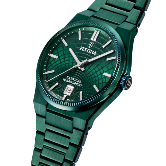 Festina RELOJ FESTINA SWISS MADE RIVÉ F20079/1 VERDE CORREA DE ACERO INOXIDABLE 316L HOMBRE Precio ultrabajo