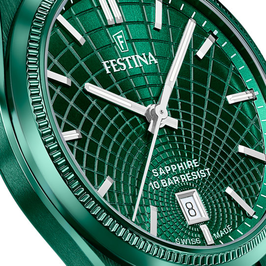 Festina RELOJ FESTINA SWISS MADE RIVÉ F20079/1 VERDE CORREA DE ACERO INOXIDABLE 316L HOMBRE Precio ultrabajo