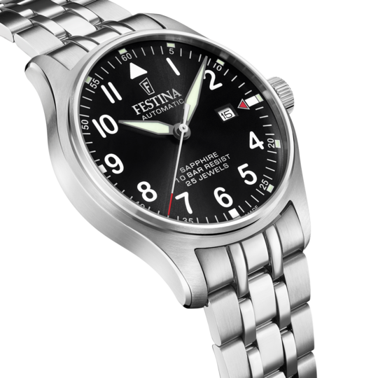 Festina RELOJ FESTINA SWISS MADE AUTOMATIC F20151/D NEGRO CORREA DE ACERO INOXIDABLE 316L HOMBRE Outlet online