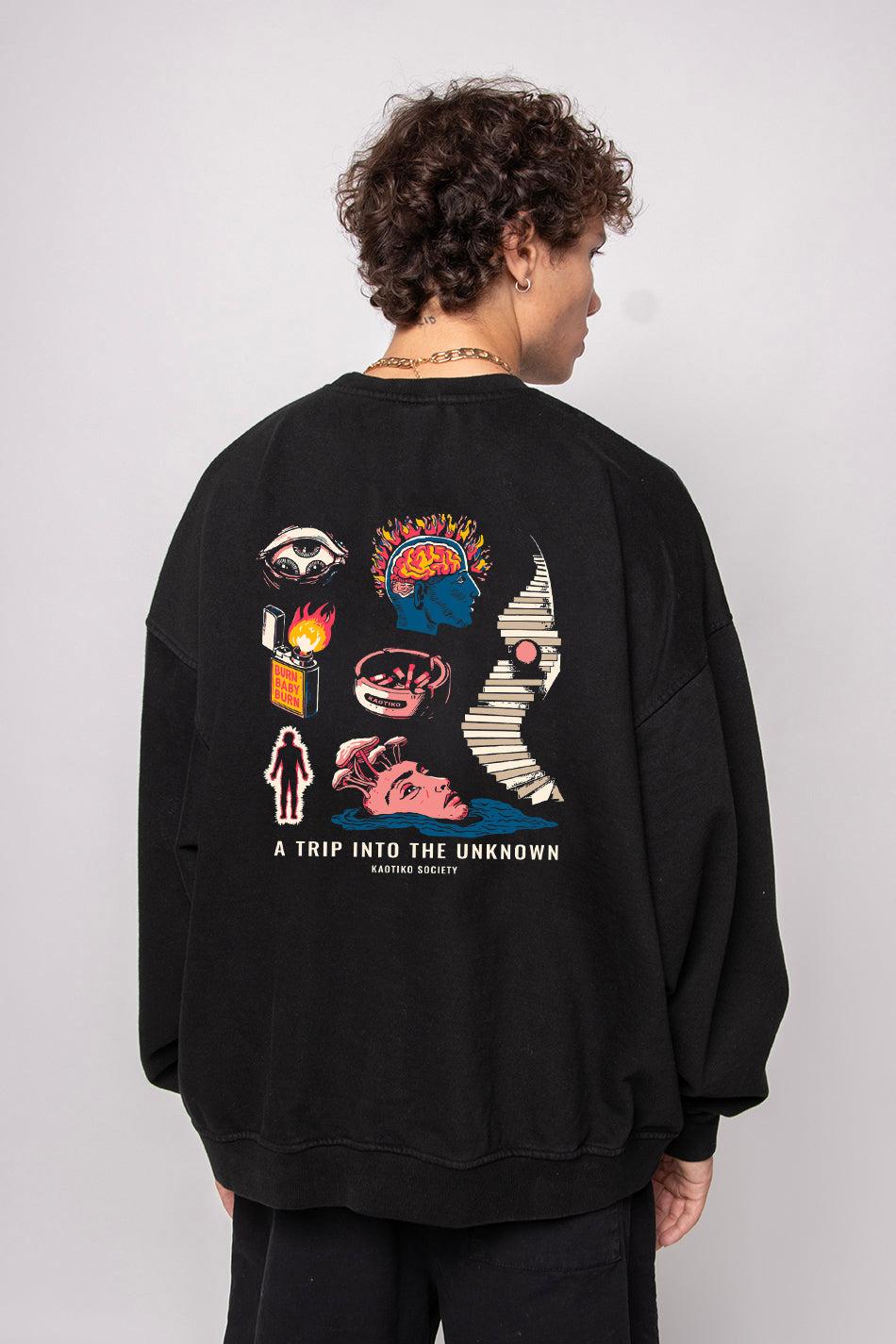 ﻿kaotiko Sudadera Washed Unknown Trip Black Descuento