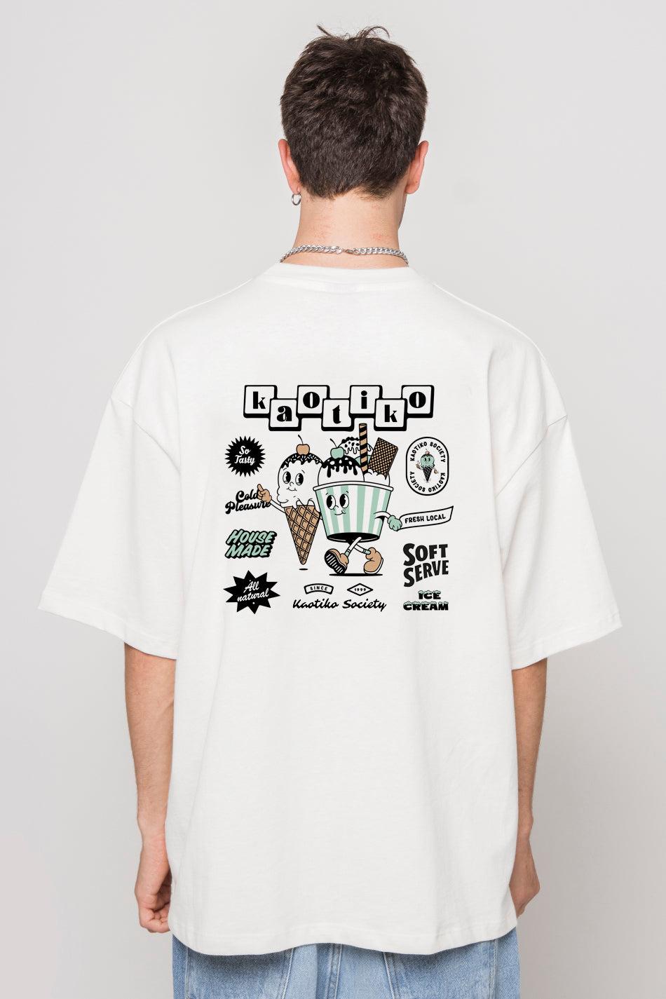 kaotiko Camiseta Washed Ice Cream White Liquidación