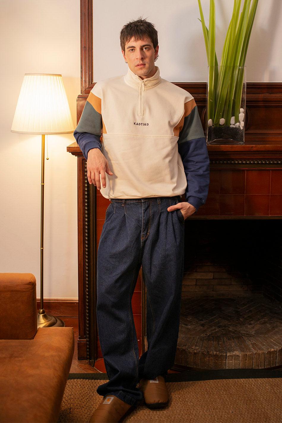 kaotiko Sudadera Arthur Ivory / Saffron / Navy Precios de Black Friday