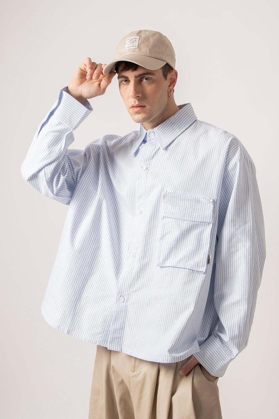 kaotiko Camisa Blue/White Striped Loui Liquidación