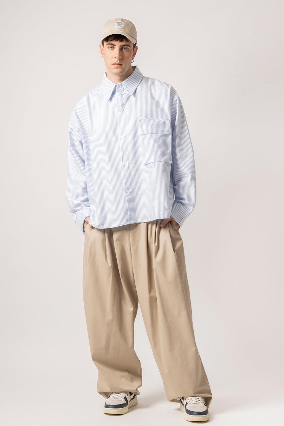 kaotiko Camisa Blue/White Striped Loui Liquidación