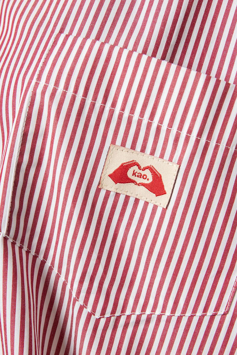 kaotiko Camisa Stripe Hand Heart Kao Ivory/Red Tienda de fábrica
