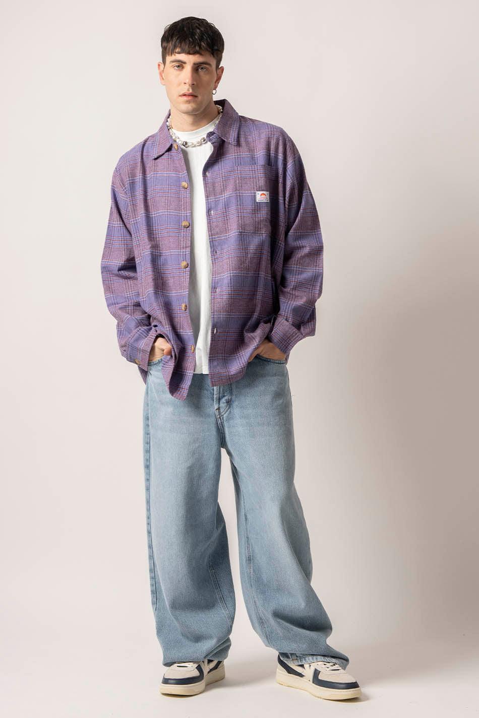 kaotiko Camisa Liverpool Checked Lilac Oferta exclusiva