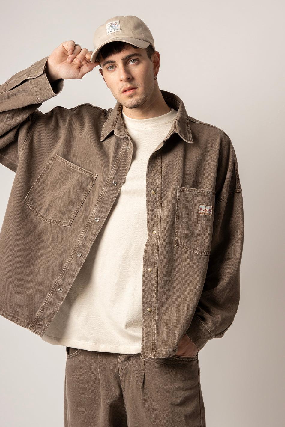 kaotiko Camisa Menkes Washed Brown Descuento por venta flash