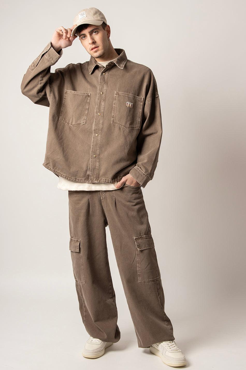 kaotiko Camisa Menkes Washed Brown Descuento por venta flash