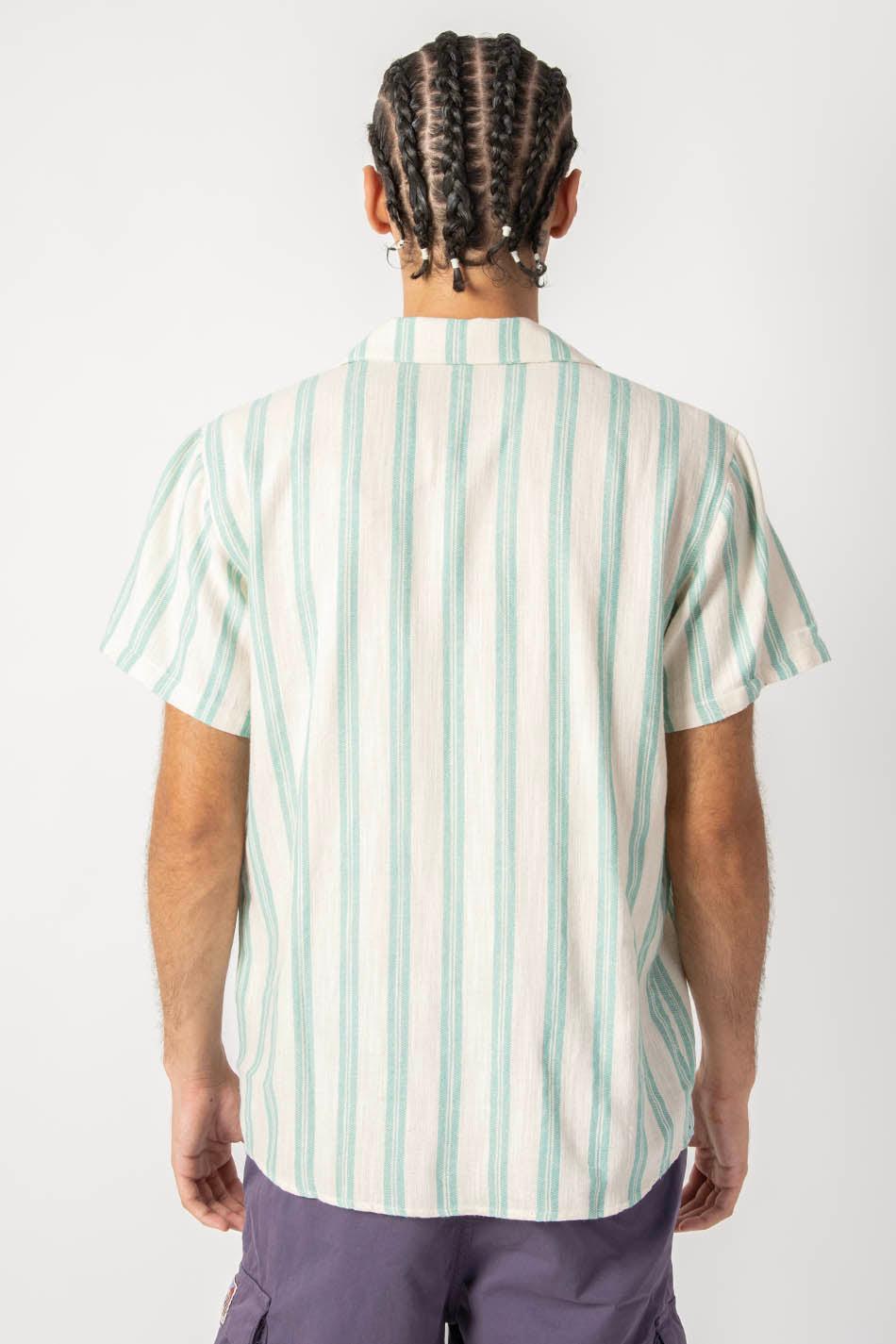 kaotiko Camisa Ozan Stripes Ivory/ Aqua Rebajas de fábrica
