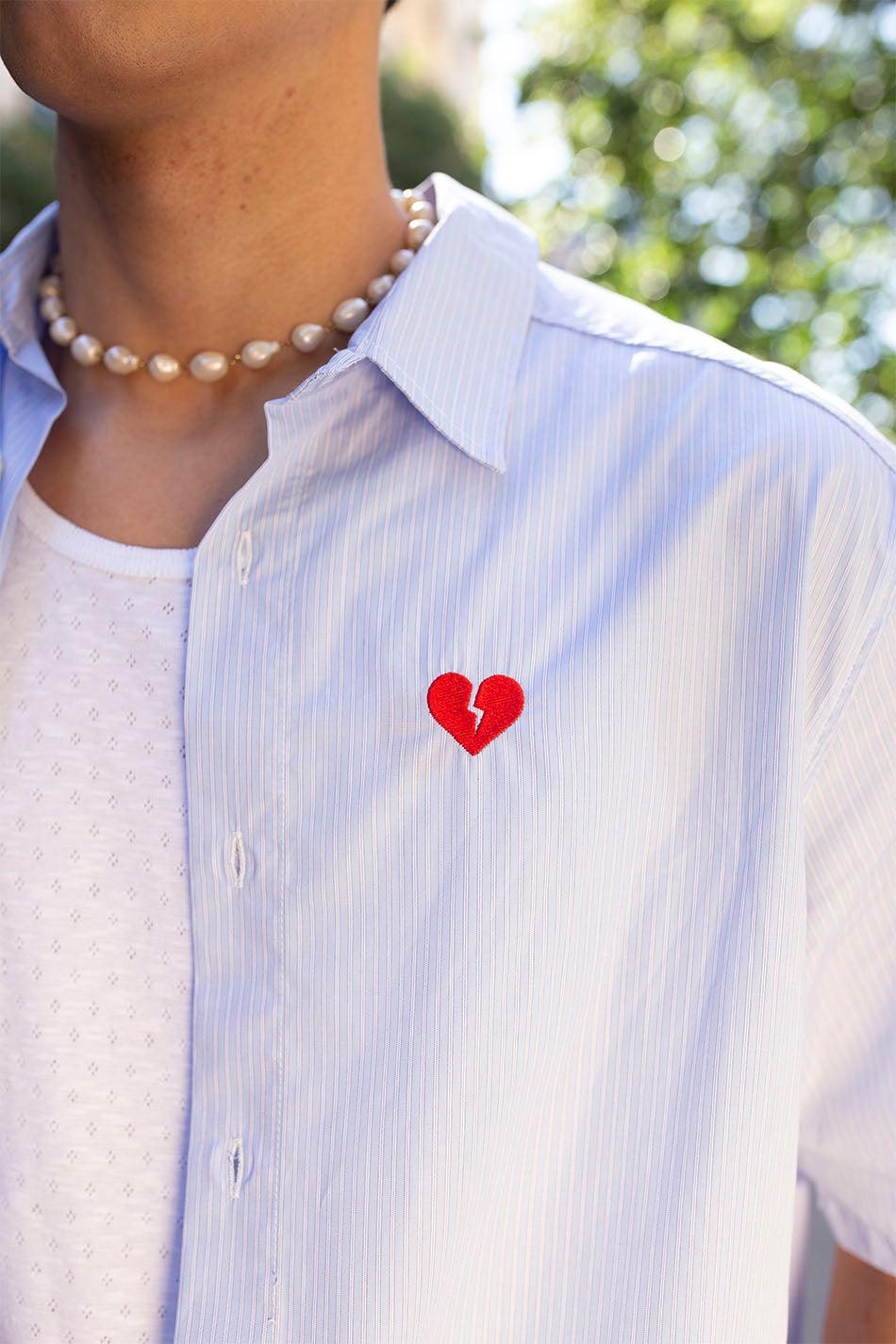 kaotiko Camisa Loui Heart Blue/ White Stripes Descuento