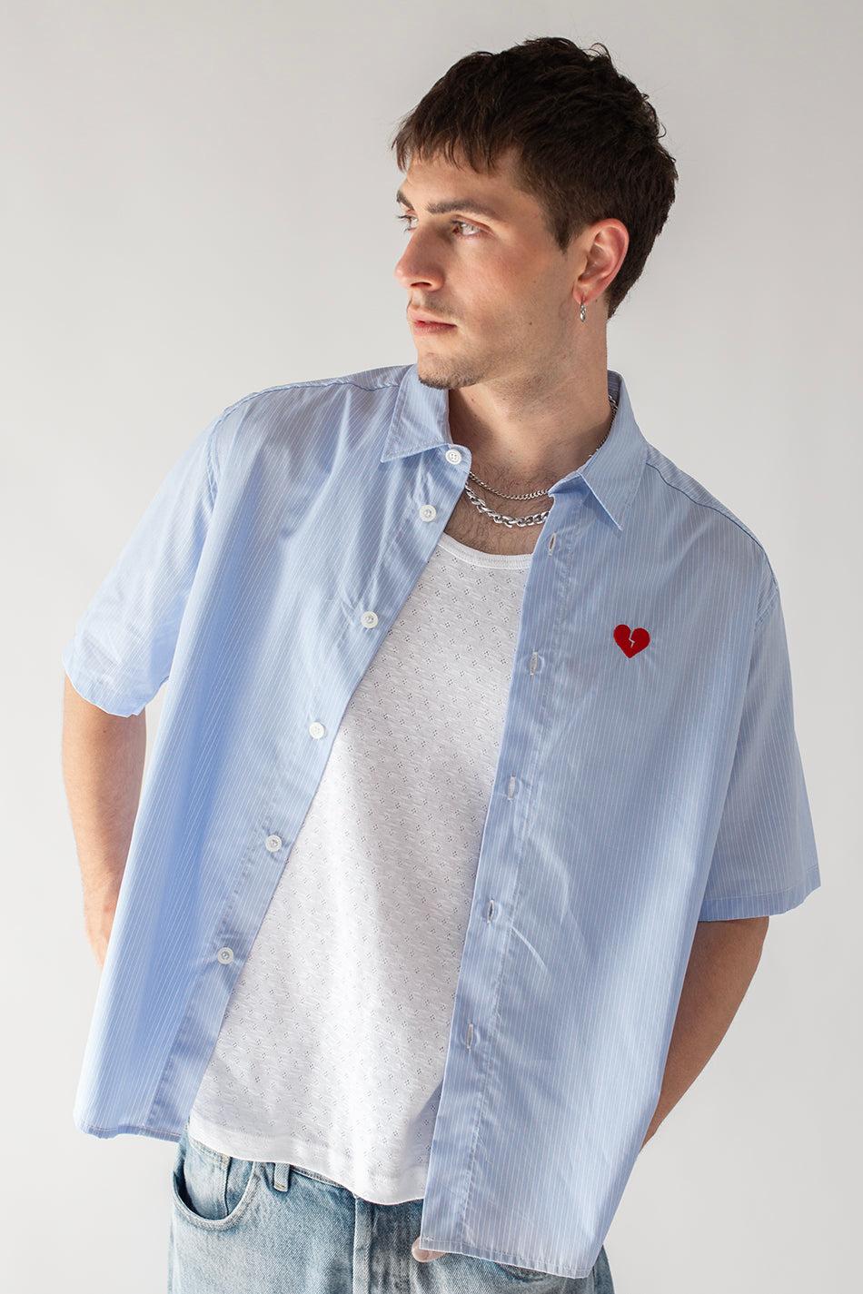 kaotiko Camisa Loui Heart Blue/ White Stripes Descuento