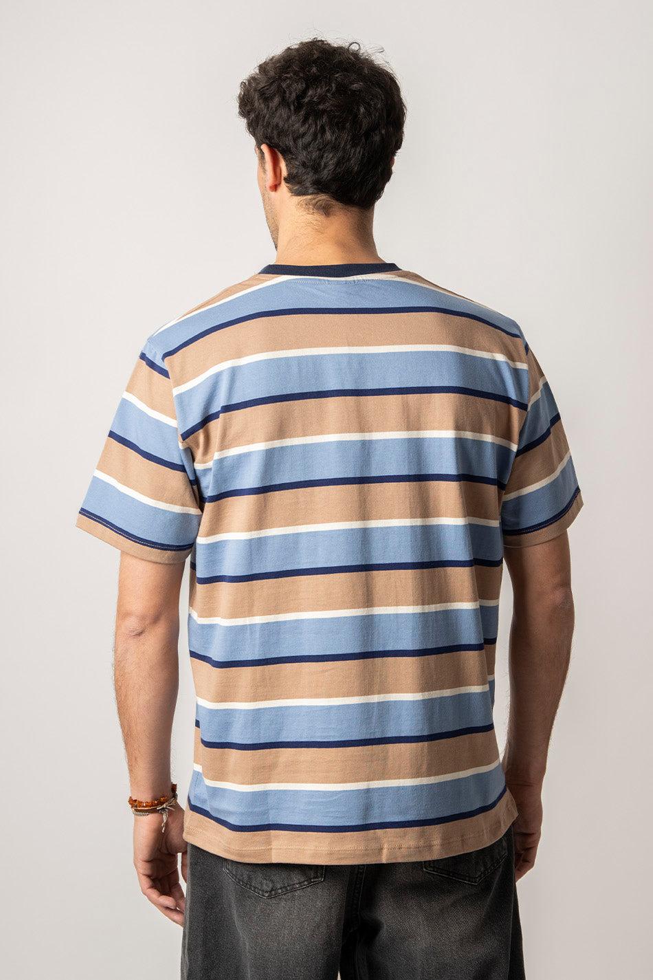 kaotiko Camiseta Keane Stripes Blue/ Hazelnuts Rebajas online