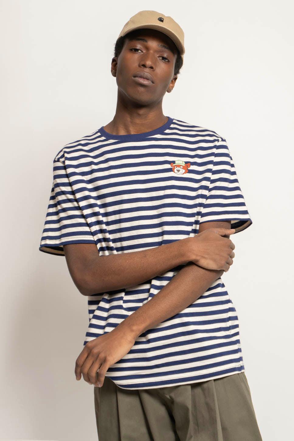 kaotiko Camiseta Stripes Bear Navy Ivory Tienda de fábrica