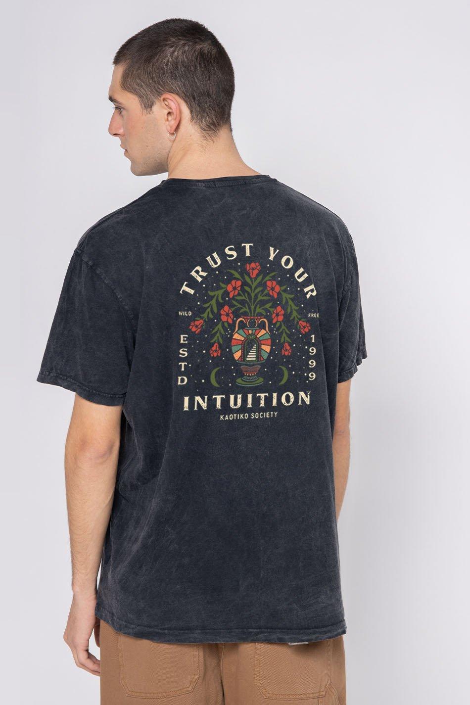 kaotiko Camiseta Washed Trust Your Intuition Black Oferta exclusiva
