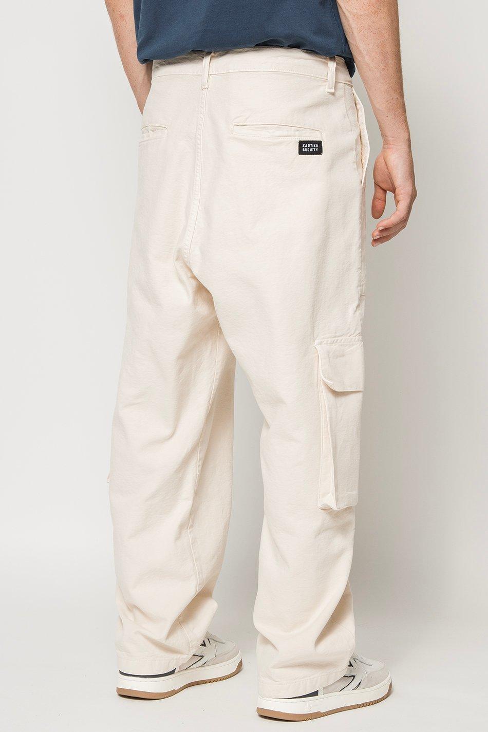 kaotiko Pantalón Cargo Relaxed Canvas Ivory En oferta