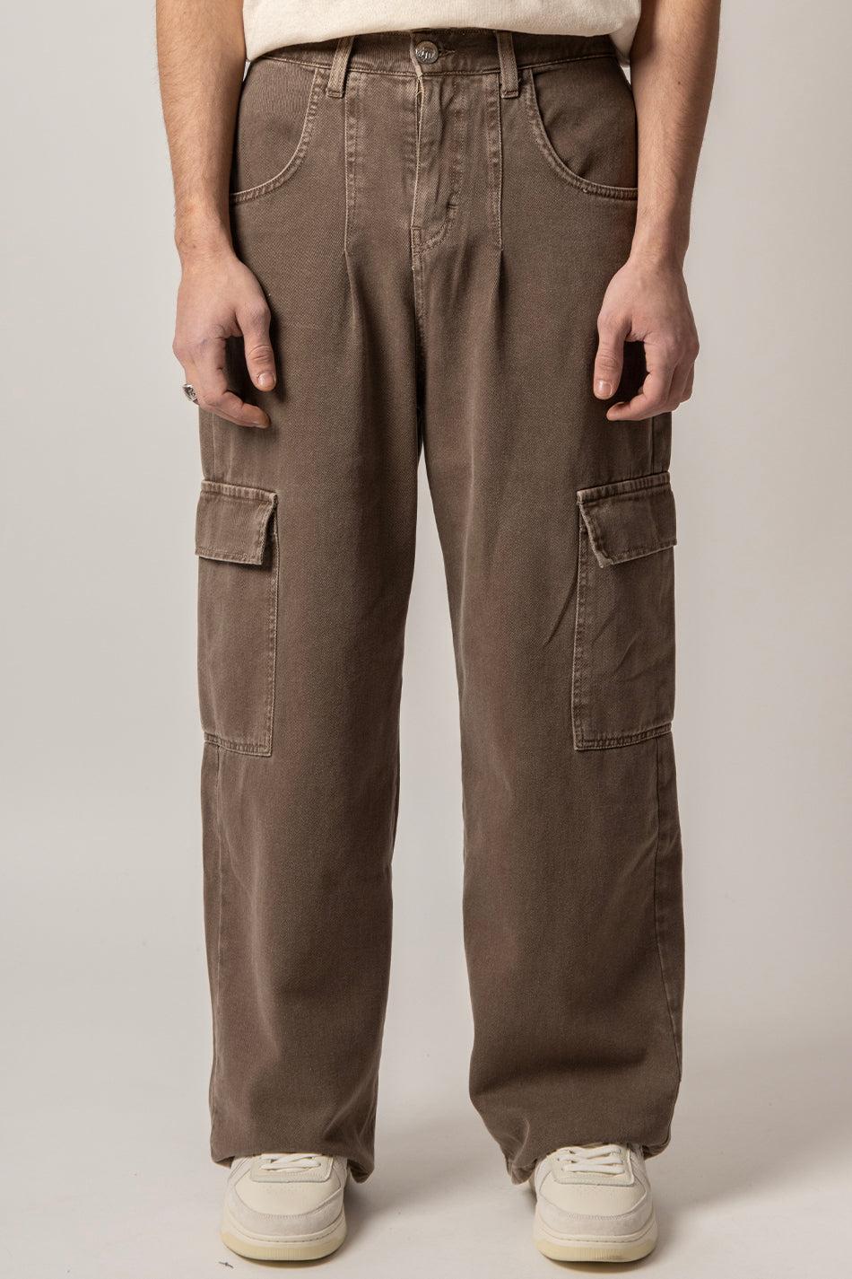 kaotiko Pantalón Cargo Loose Washed Brown Último día