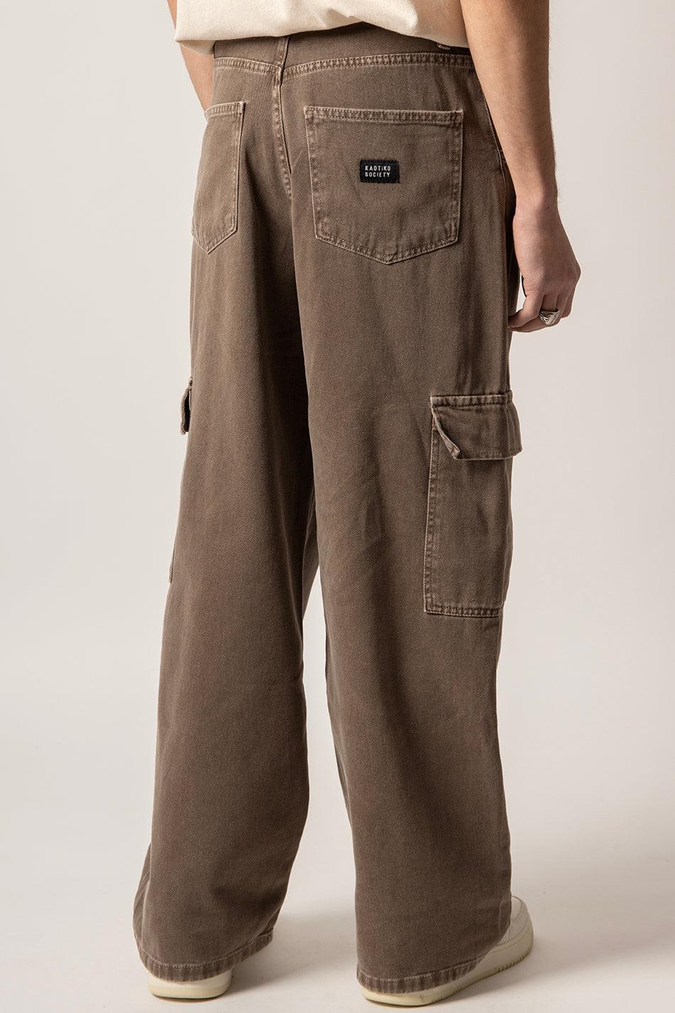 kaotiko Pantalón Cargo Loose Washed Brown Último día
