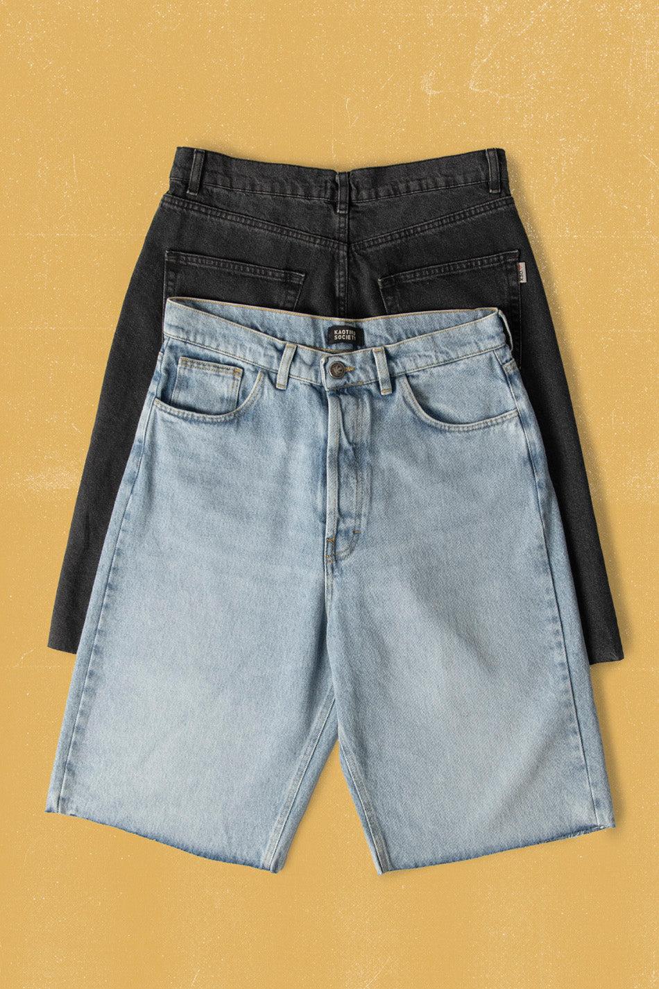 kaotiko Bermuda Loose Baggy Denim Black Superdescuento