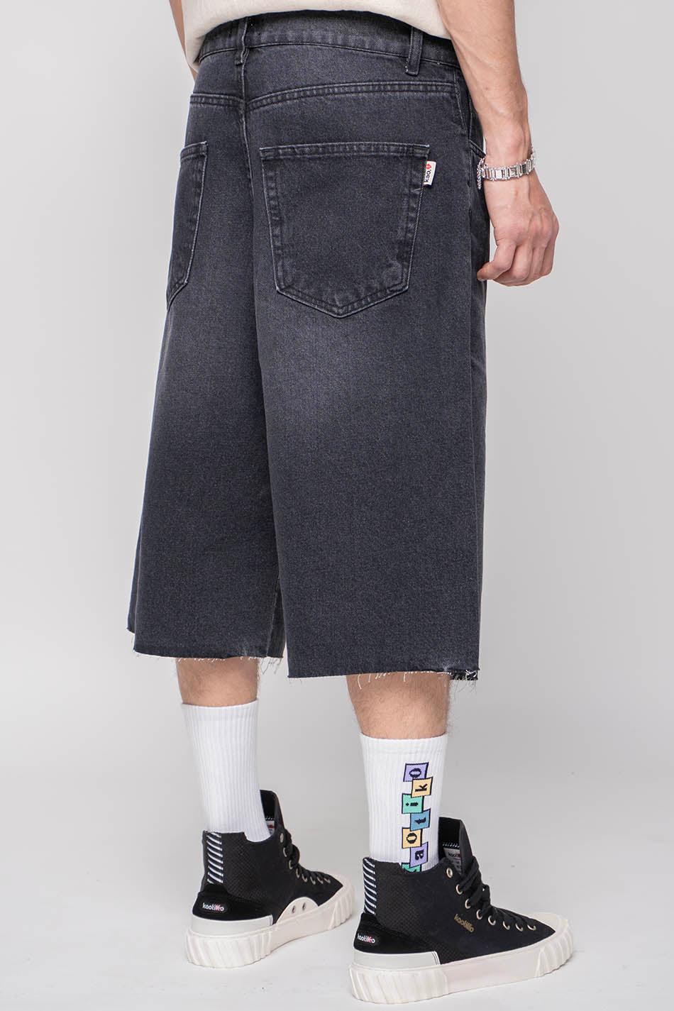 kaotiko Bermuda Loose Baggy Denim Black Superdescuento