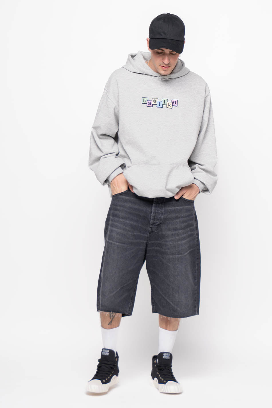 kaotiko Bermuda Loose Baggy Denim Black Superdescuento