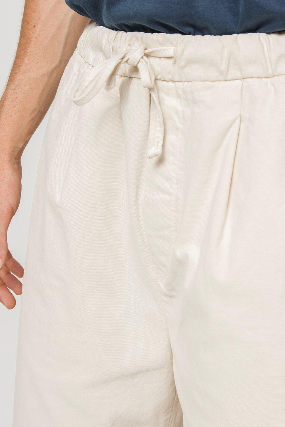 kaotiko Bermuda Relaxed Canvas Pinzas Ivory Tienda de fábrica