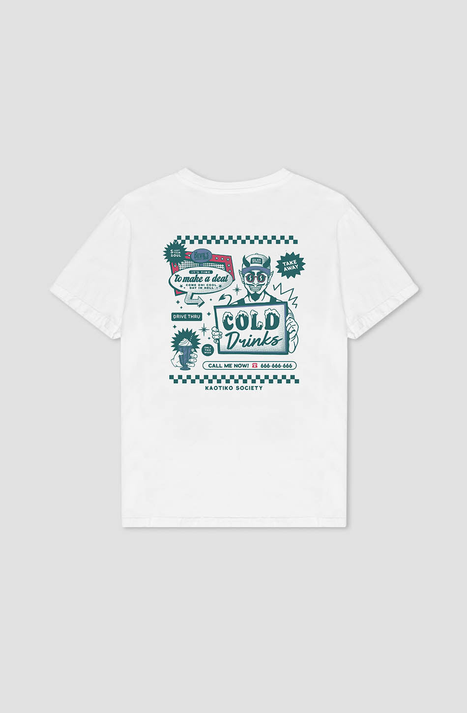 kaotiko Camiseta Washed Cold Drinks White Liquidación