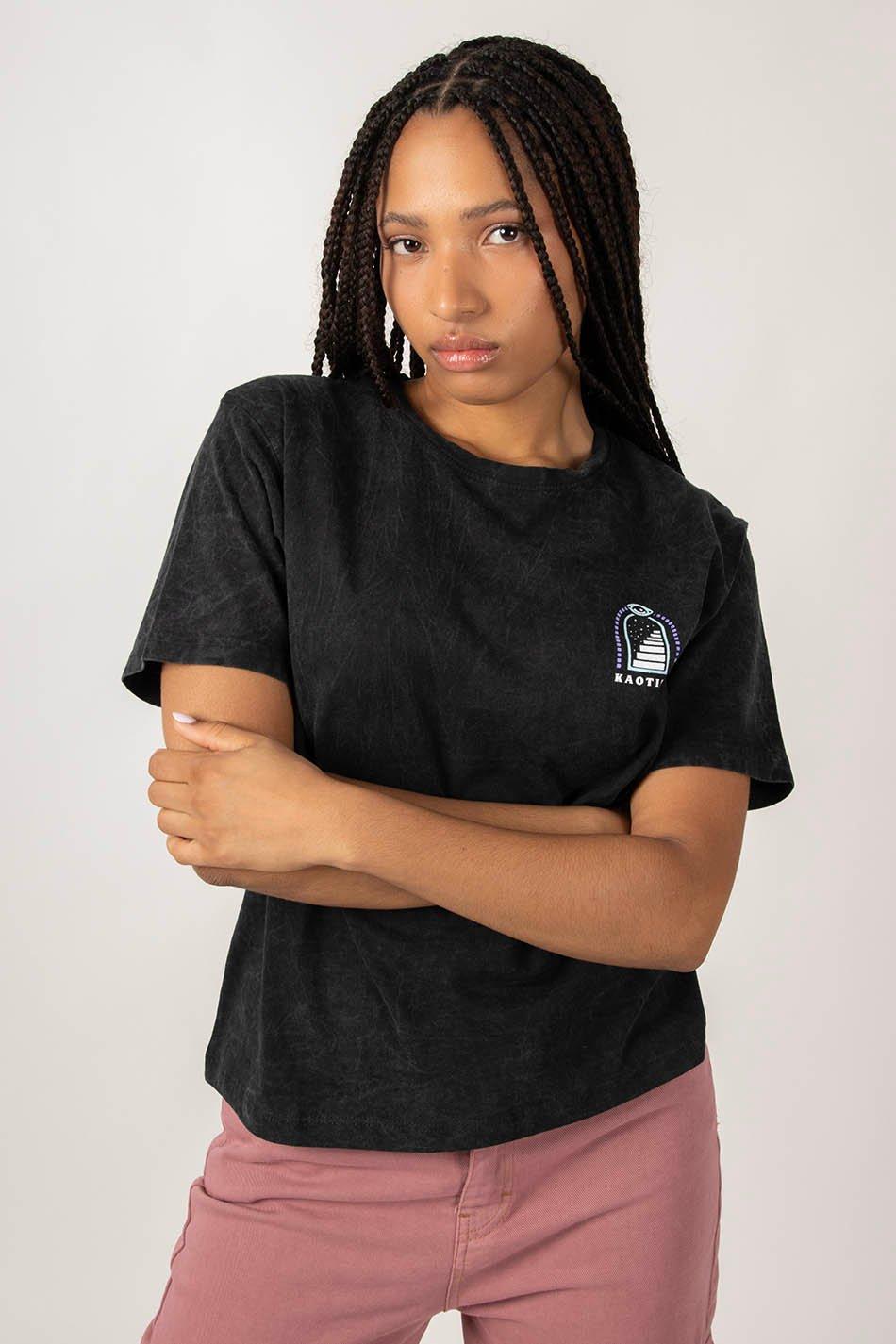 kaotiko Camiseta Washed Trust Your Intuition Black Ofertas de temporada
