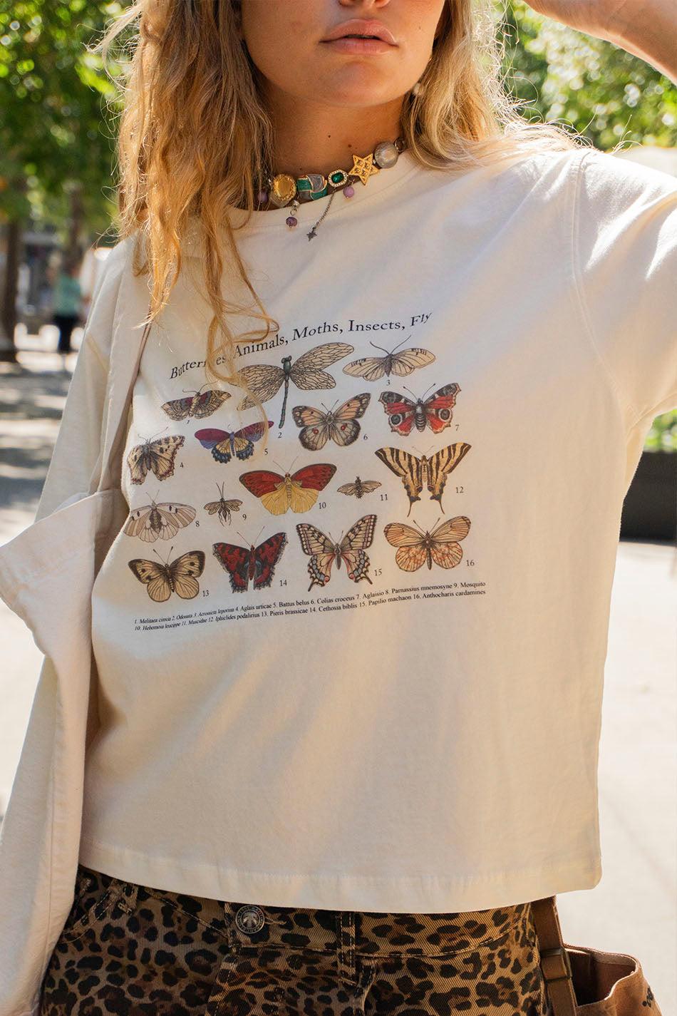 kaotiko Camiseta Washed Butterflies Ivory 2025