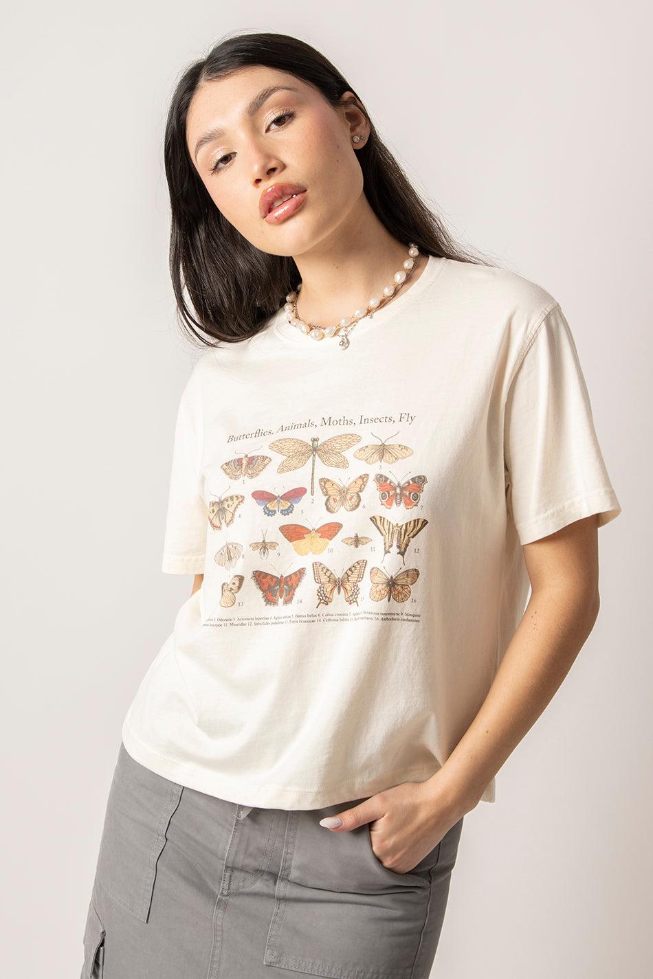 kaotiko Camiseta Washed Butterflies Ivory 2025