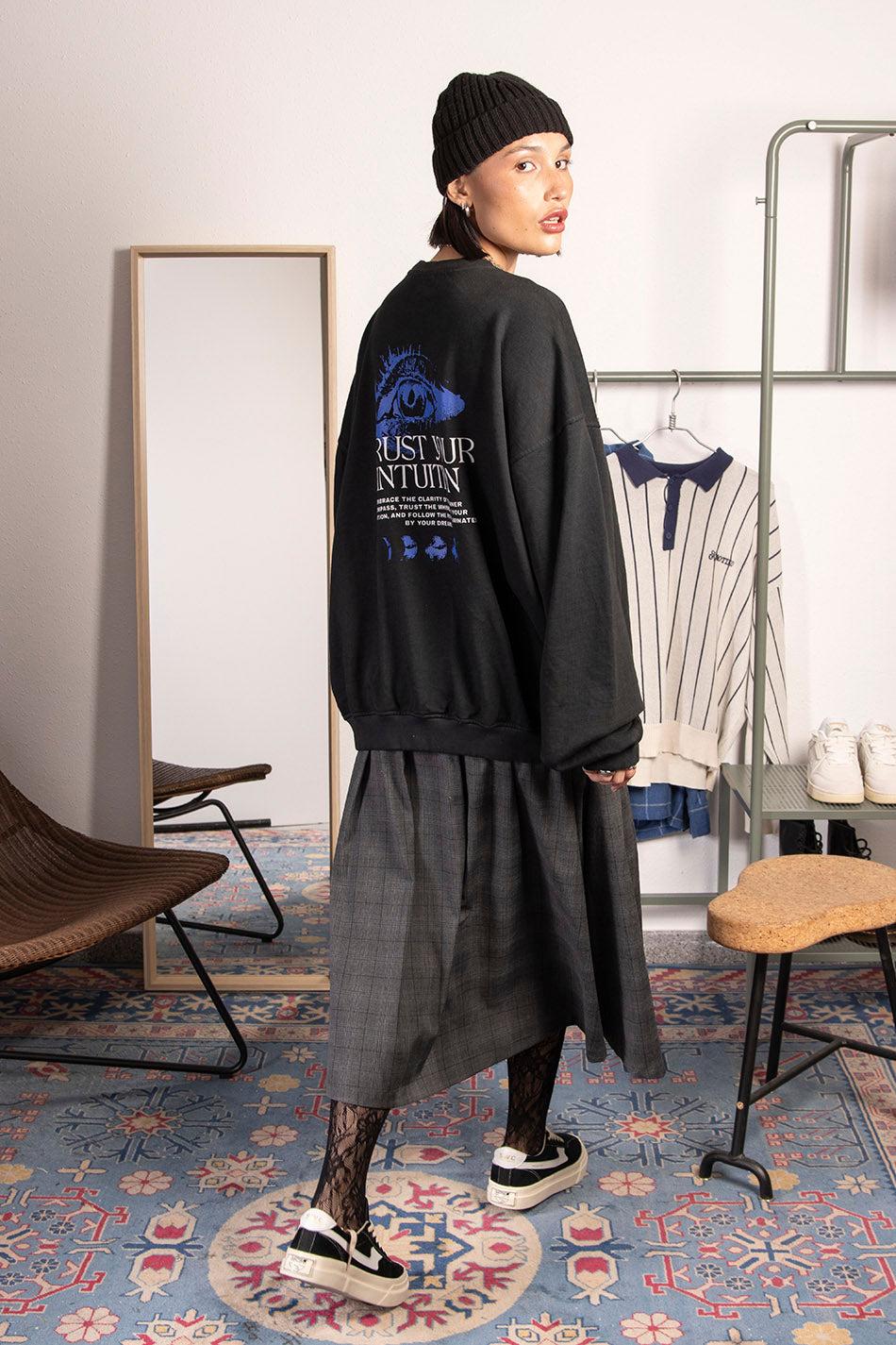 kaotiko Sudadera Washed Eye Trust Your Intuition Black Mejor oferta