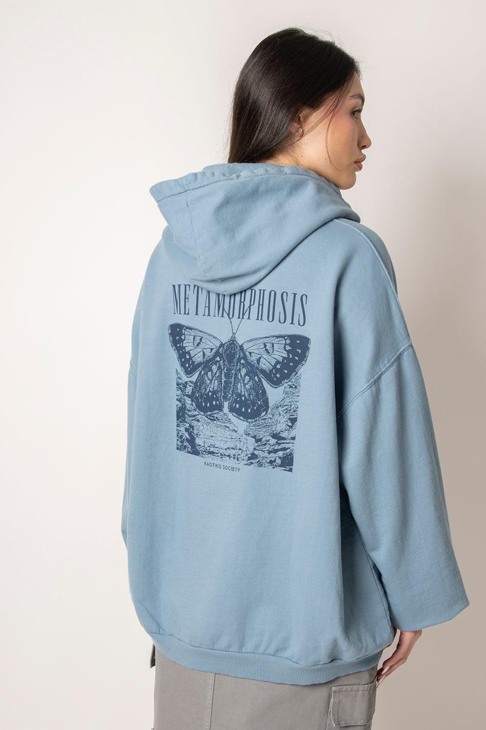 kaotiko Sudadera Washed Metamorphosis Blue Fly Último día