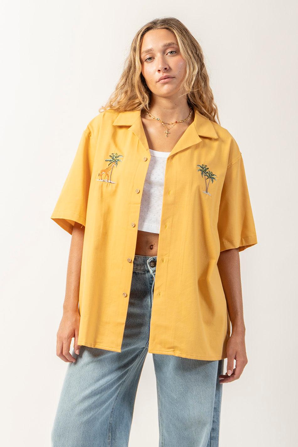kaotiko Camisa Palm Safari Mostaza En línea