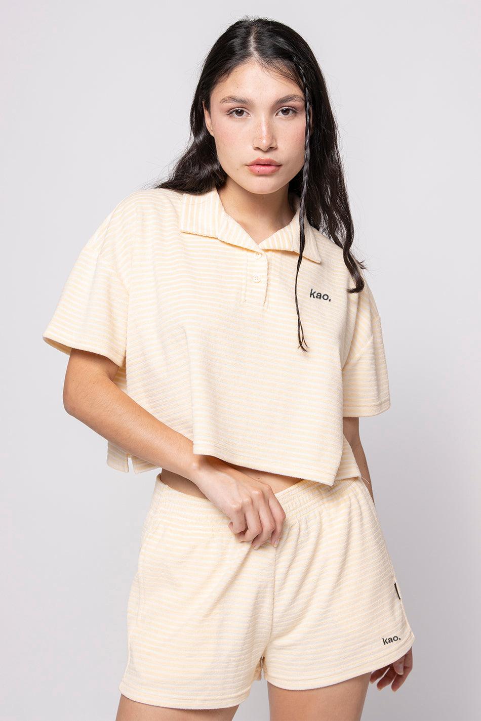 kaotiko Polo Towell Stripe Yellow / White Rebajas