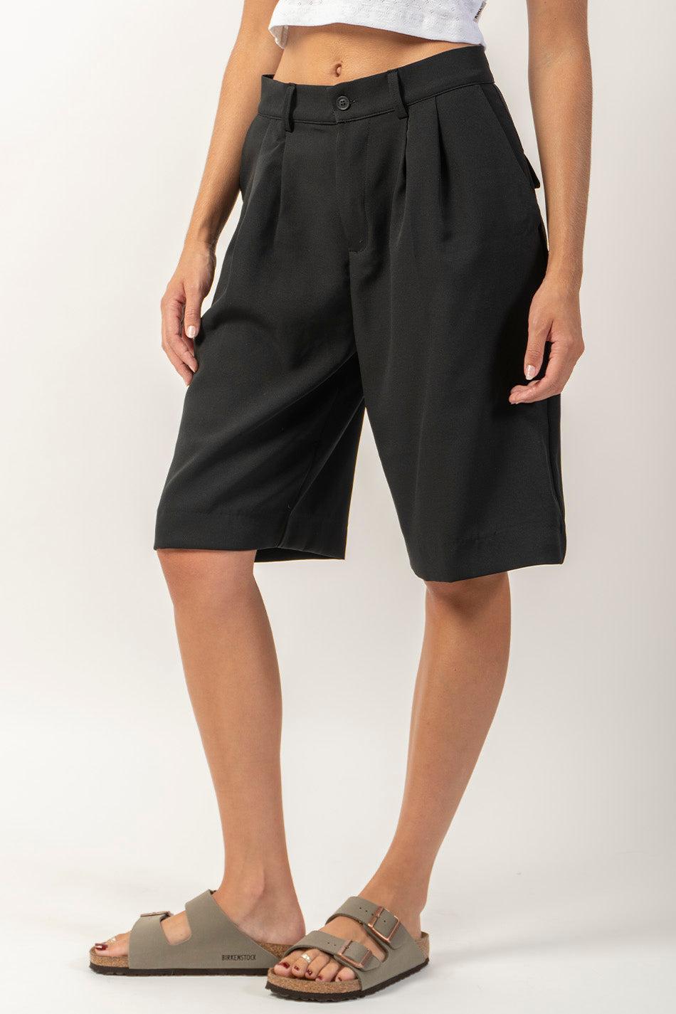 kaotiko Bermuda Wide Leg Pinzas Black Último día