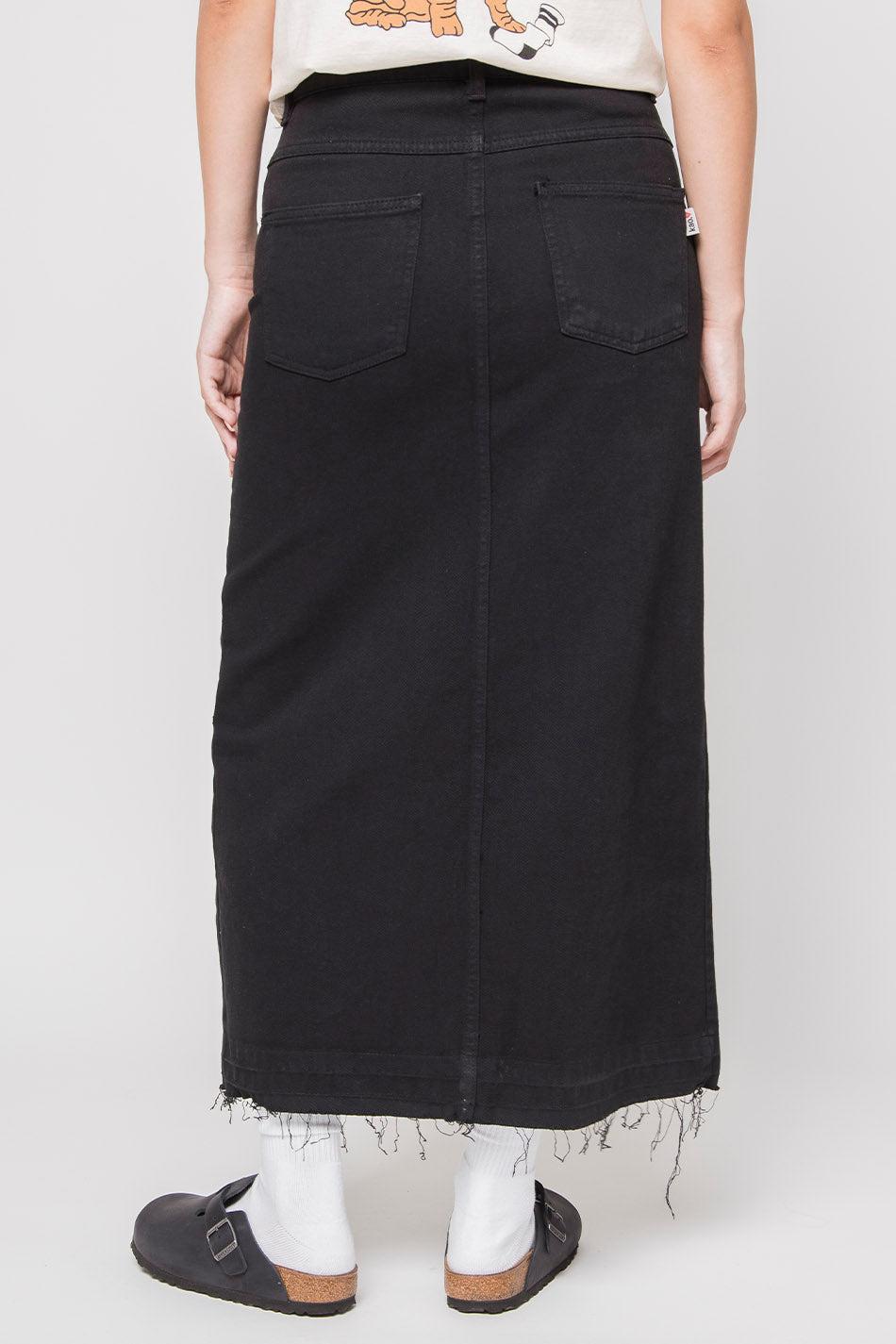 kaotiko Falda Long Denim Black Tienda de fábrica