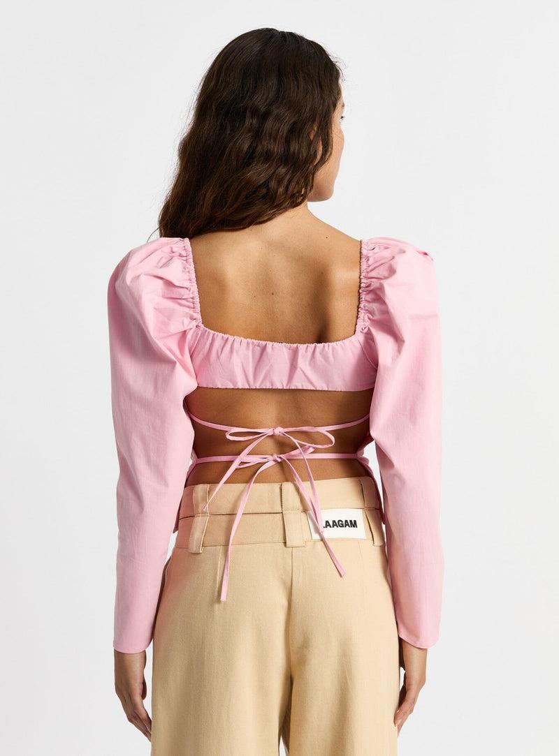 laagam BRIGITTE PINK PUFF SLEEVE BLOUSE Ofertas especiales