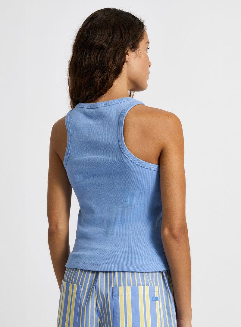 laagam BLUE EMBROIDERED LOGO TANK TOP 2025