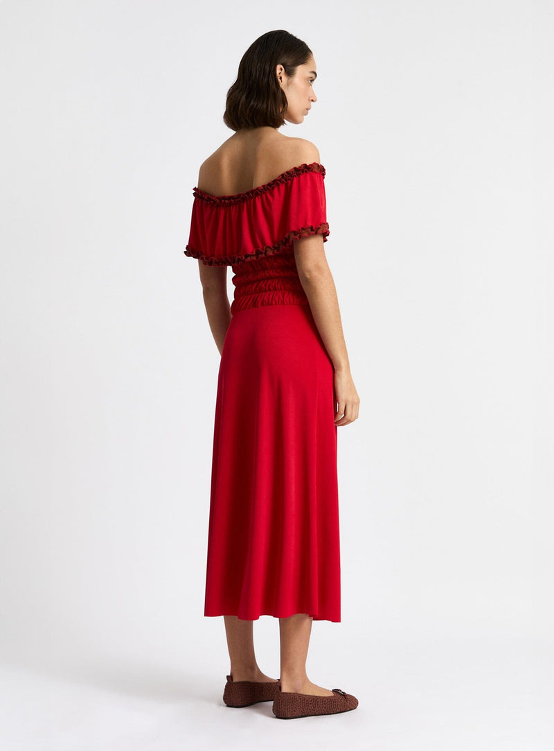 laagam JADE RED JERSEY MIDI DRESS Los más vendidos